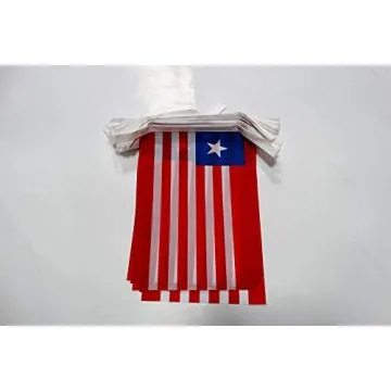 Guirlande 12 mètres 20 Drapeaux Libéria 45x30 cm - Drapeau libérien 30 x 45 cm