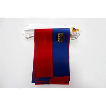 Guirlande 12 mètres 20 Drapeaux Liechtenstein 45x30 cm - Drapeau liechtensteinois 30 x 45 cm