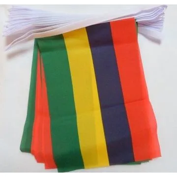Guirlande 12 mètres 20 Drapeaux Maurice 45x30 cm - Drapeau mauricien 30 x 45 cm