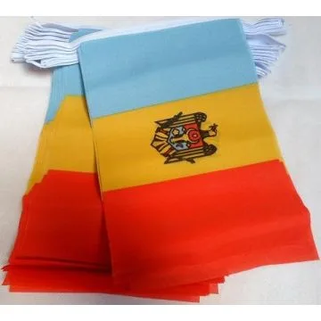 Guirlande 12 mètres 20 Drapeaux Moldavie 45x30 cm - Drapeau moldave 30 x 45 cm