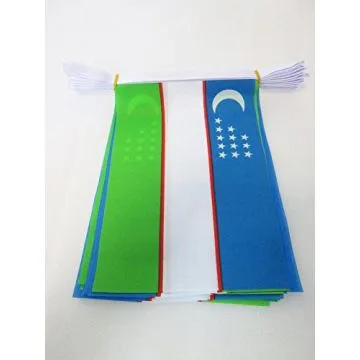 Guirlande 12 mètres 20 Drapeaux Ouzbékistan 45x30 cm - Drapeau ouzbek 30 x 45 cm