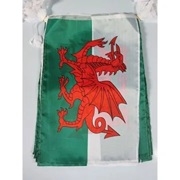 GUIRLANDE 12 mètres 20 DRAPEAUX PAYS DE GALLES 45x30 cm - DRAPEAU GALLOIS 30 x 45 cm