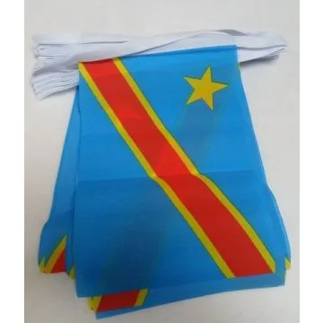 Guirlande 12 mètres 20 Drapeaux République Démocratique du Congo 45x30 cm - Drapeau congolais 30 x 45 cm