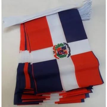 Guirlande 12 mètres 20 Drapeaux République Dominicaine 45x30 cm - Drapeau dominicain 30 x 45 cm