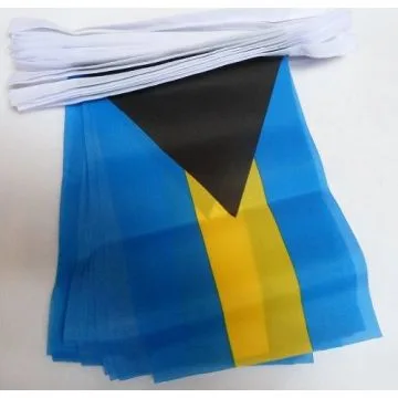 Guirlande 12 mètres 20 Drapeaux Bahamas 45x30 cm - Drapeau bahaméen 30 x 45 cm