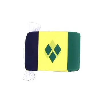 Guirlande 12 mètres 20 Drapeaux Saint Vincent 45x30 cm - Drapeau saint-vincentais 30 x 45 cm