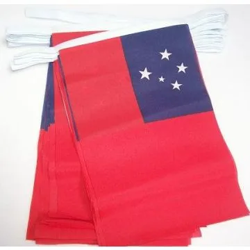 Guirlande 12 mètres 20 Drapeaux Samoa 45x30 cm - Drapeau samoan  30 x 45 cm