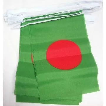 Guirlande 12 mètres 20 Drapeaux Bangladesh 45x30 cm - Drapeau bangladais 30 x 45 cm