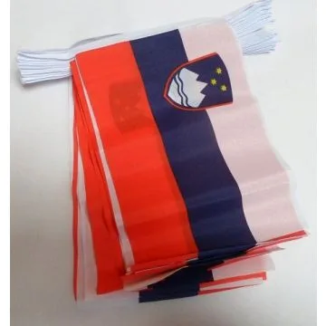 Guirlande 12 mètres 20 Drapeaux Slovénie 45x30 cm - Drapeau slovène 30 x 45 cm