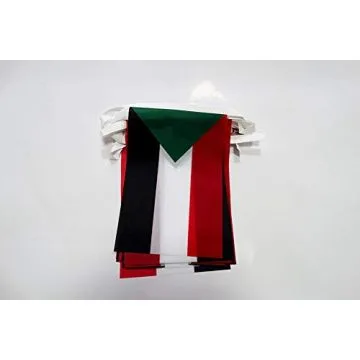 Guirlande 12 mètres 20 Drapeaux Soudan 45x30 cm - Drapeau soudanais 30 x 45 cm