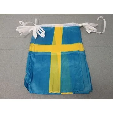 GUIRLANDE 12 mètres 20 DRAPEAUX SUÈDE 45x30 cm - DRAPEAU SUÉDOIS 30 x 45 cm