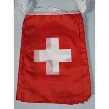 GUIRLANDE 12 mètres 20 DRAPEAUX SUISSE 45x30 cm - DRAPEAU HELVÉTIQUE 30 x 45 cm