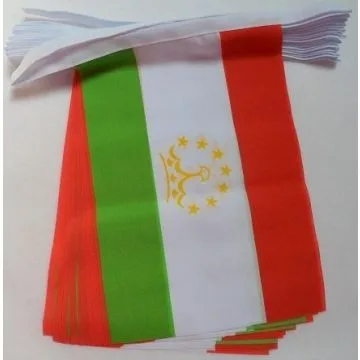 Guirlande 12 mètres 20 Drapeaux Tadjikistan 45x30 cm - Drapeau tadjik 30 x 45 cm