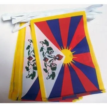 Guirlande 12 mètres 20 Drapeaux Tibet 45x30 cm - Drapeau tibétain 30 x 45 cm