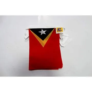 Guirlande 12 mètres 20 Drapeaux Timor Oriental 45x30 cm - Drapeau timorais 30 x 45 cm