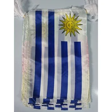 GUIRLANDE 12 mètres 20 DRAPEAUX URUGUAY 45x30 cm - DRAPEAU URUGUAYEN 30 x 45 cm