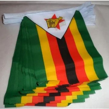 Guirlande 12 mètres 20 Drapeaux Zimbabwe 45x30 cm - Drapeau zimbabwéen 30 x 45 cm