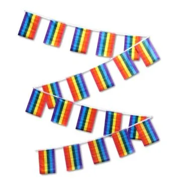 GUIRLANDE 12 mètres 20 DRAPEAUX ARC-EN-CIEL 45x30 cm - DRAPEAU GAY 30 x 45 cm