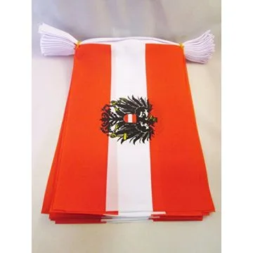 Guirlande 12 mètres 20 Drapeaux Autriche avec aigle 45x30 cm - Drapeau autrichien 30 x 45 cm