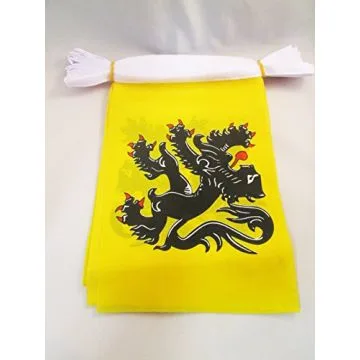 Guirlande 12 mètres 20 Drapeaux Flandre 45x30 cm - Drapeau flamand 30 x 45 cm