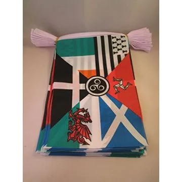 Guirlande 12 mètres 20 Drapeaux Celtique multi 45x30 cm - Drapeau celte 30 x 45 cm