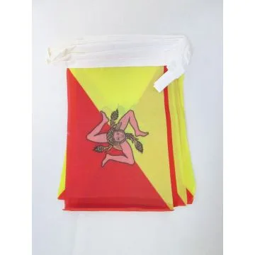 Guirlande 12 mètres 20 Drapeaux Sicile 45x30 cm - Drapeau sicilien 30 x 45 cm