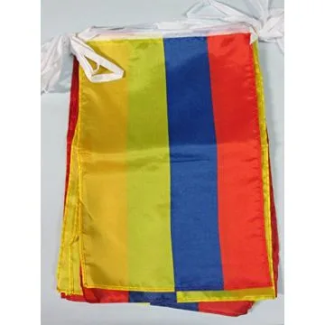 GUIRLANDE 12 mètres 20 DRAPEAUX COLOMBIE 45x30 cm - DRAPEAU COLOMBIEN 30 x 45 cm