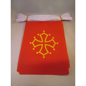 Guirlande 12 mètres 20 Drapeaux Midi-Pyrénées - Occitanie 45x30 cm - Drapeau occitan 30 x 45 cm