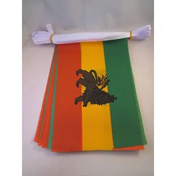 Guirlande 12 mètres 20 Drapeaux Ethiopie avec Lion 45x30 cm - Drapeau éthiopien 30 x 45 cm