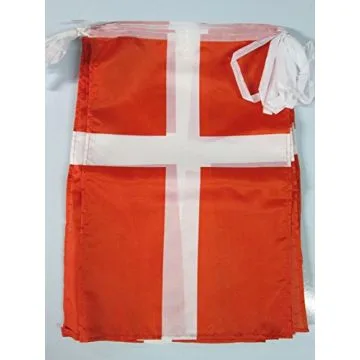 GUIRLANDE 12 mètres 20 DRAPEAUX DANEMARK 45x30 cm - DRAPEAU DANOIS 30 x 45 cm