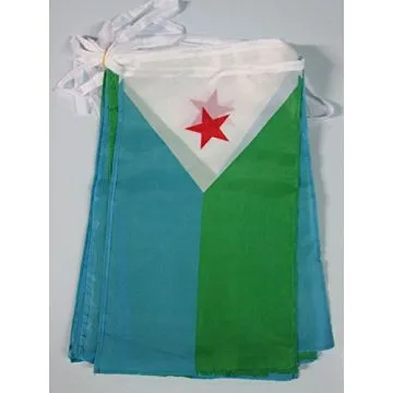 GUIRLANDE 12 mètres 20 DRAPEAUX DJIBOUTI 45x30 cm - DRAPEAU DJIBOUTIEN 30 x 45 cm