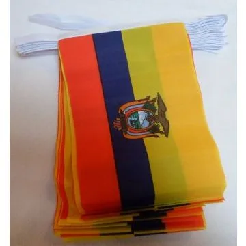 Guirlande 12 mètres 20 Drapeaux Equateur 45x30 cm - Drapeau équatorien 30 x 45 cm