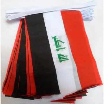 Guirlande 12 mètres 20 Drapeaux Irak 45x30 cm - Drapeau irakien 30 x 45 cm