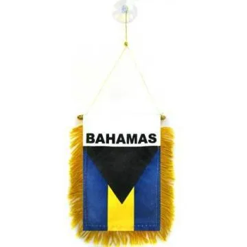 FANION BAHAMAS 15x10cm - Mini drapeau BAHAMÉEN 10 x 15 cm spécial voiture - Bannière