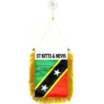 FANION SAINT KITTS ET NEVIS 15x10cm - Mini drapeau KITTITIEN-NEVICIEN 10 x 15 cm spécial voiture - Bannière