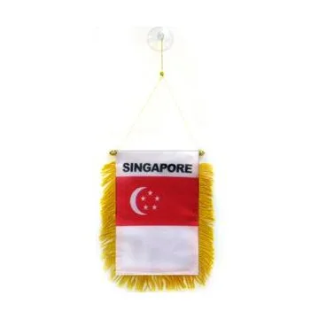 FANION SINGAPOUR 15x10cm - Mini drapeau SINGAPOURIEN 10 x 15 cm spécial voiture - Bannière