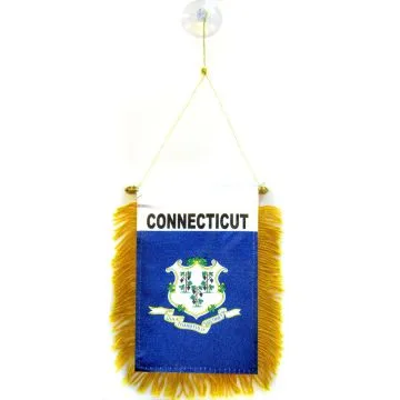 FANION CONNECTICUT 15x10cm - Mini drapeau ETAT AMÉRICAIN - USA - ETATS-UNIS 10 x 15 cm spécial voiture - Bannière