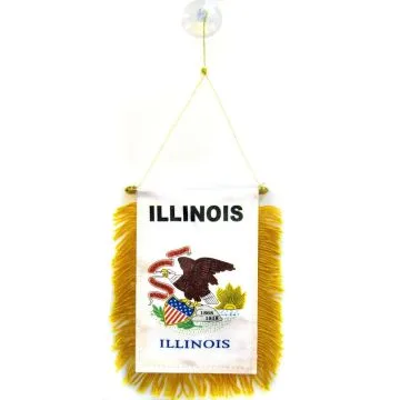 FANION ILLINOIS 15x10cm - Mini drapeau ETAT AMÉRICAIN - USA - ETATS-UNIS 10 x 15 cm spécial voiture - Bannière
