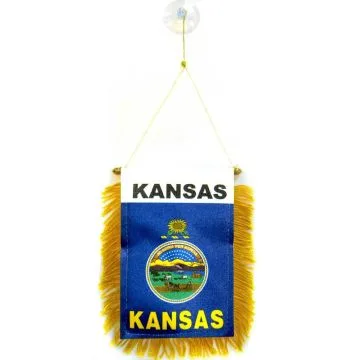 FANION KANSAS 15x10cm - Mini drapeau ETAT AMÉRICAIN - USA - ETATS-UNIS 10 x 15 cm spécial voiture - Bannière