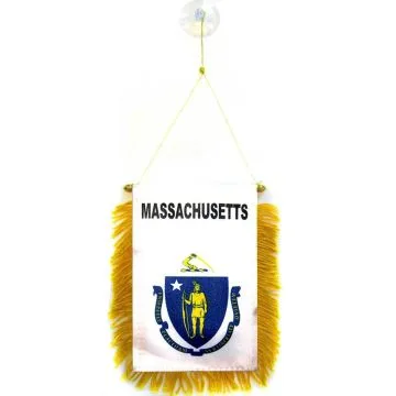 FANION MASSACHUSETTS 15x10cm - Mini drapeau ETAT AMÉRICAIN - USA - ETATS-UNIS 10 x 15 cm spécial voiture - Bannière