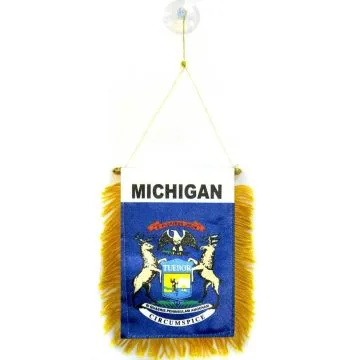FANION MICHIGAN 15x10cm - Mini drapeau ETAT AMÉRICAIN - USA - ETATS-UNIS 10 x 15 cm spécial voiture - Bannière