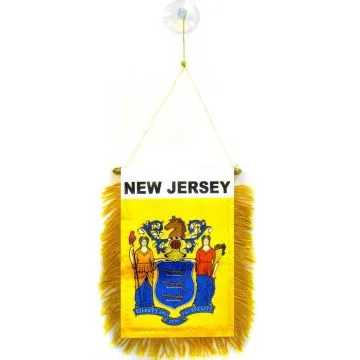 FANION NEW JERSEY 15x10cm - Mini drapeau ETAT AMÉRICAIN - USA - ETATS-UNIS 10 x 15 cm spécial voiture - Bannière