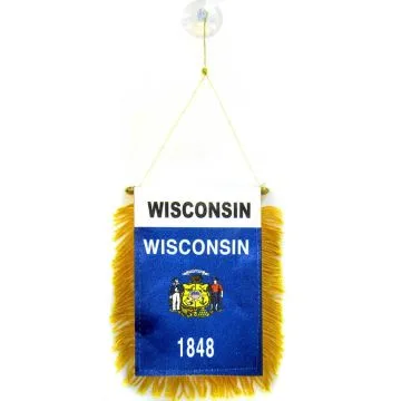 FANION WISCONSIN 15x10cm - Mini drapeau ETAT AMÉRICAIN - USA - ETATS-UNIS 10 x 15 cm spécial voiture - Bannière