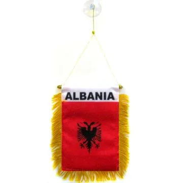 FANION ALBANIE 15x10cm - Mini drapeau ALBANAIS 10 x 15 cm spécial voiture - Bannière