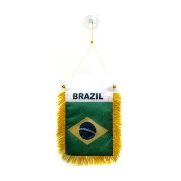 FANION BRÉSIL 15x10cm - Mini drapeau BRÉSILIEN 10 x 15 cm spécial voiture - Bannière
