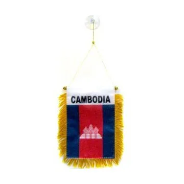FANION CAMBODGE 15x10cm - Mini drapeau CAMBODGIEN 10 x 15 cm spécial voiture - Bannière