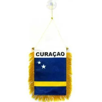 FANION CURAÇAO 15x10cm - Mini drapeau HOLLANDAIS 10 x 15 cm spécial voiture - Bannière