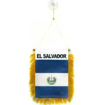 FANION EL SALVADOR 15x10cm - Mini drapeau SALVADORIEN 10 x 15 cm spécial voiture - Bannière