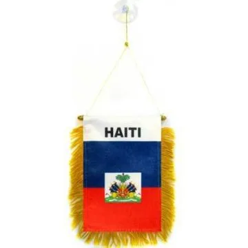FANION HAÏTI 15x10cm - Mini drapeau HAÏTIEN 10 x 15 cm spécial voiture - Bannière