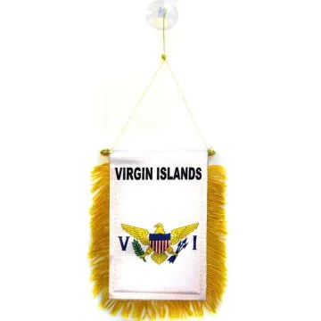 FANION IIES VIERGES DES ETATS-UNIS 15x10cm - Mini drapeau AMÉRICAIN 10 x 15 cm spécial voiture - Bannière